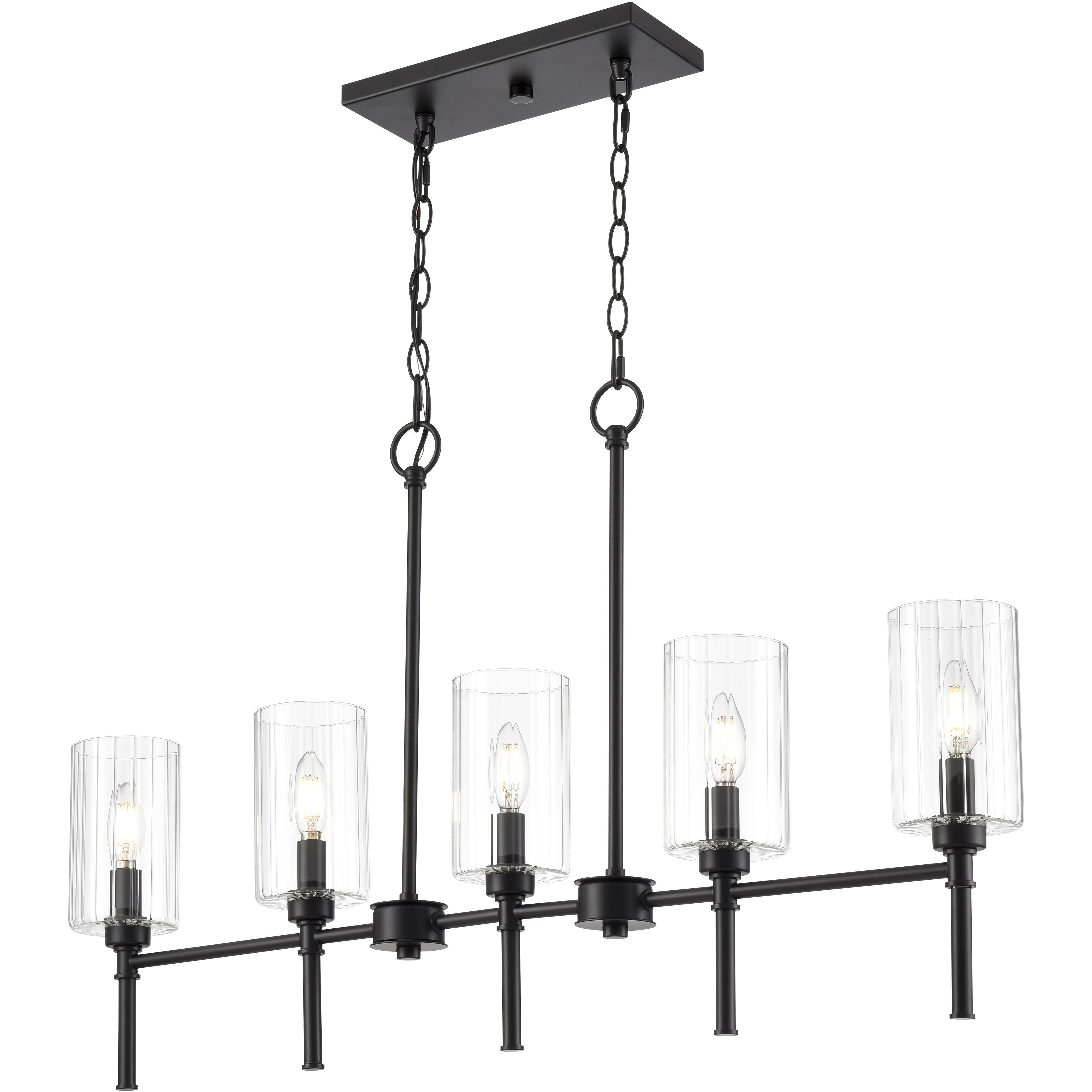 Chastine 5 Light 36 inch Matte Black Linear Chandelier Ceiling Light