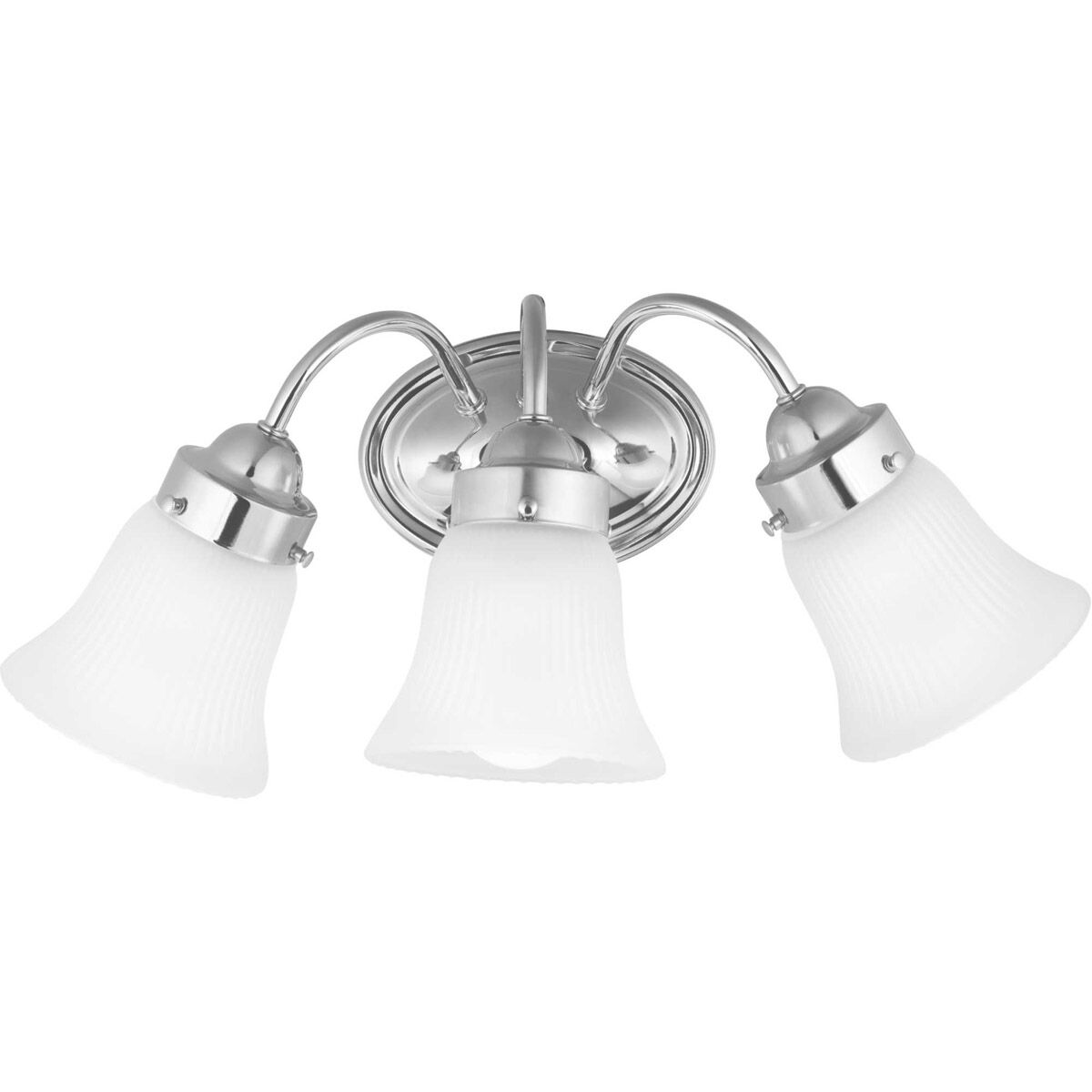 Fluted Glass 3 Light 16 inch Polished Chrome Bath Vanity Wall Light in Etched