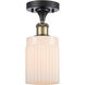 Ballston Hadley 1 Light 5 inch Black Antique Brass Semi-Flush Mount Ceiling Light in Matte White Glass, Ballston