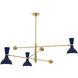 Clare 3 Light 55 inch Midnight Blue with Modern Brass Pendant Ceiling Light