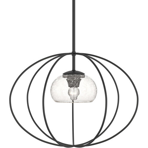 Cadence 1 Light 20 inch Black Mini Pendant Ceiling Light in Seeded Clear