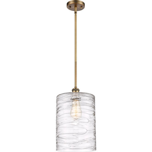 Ballston Cobbleskill LED 9 inch Brushed Brass Mini Pendant Ceiling Light in Deco Swirl Glass