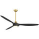Pierce 65 inch Legacy Brass with Coal with Coal Blades Smart Ceiling Fan