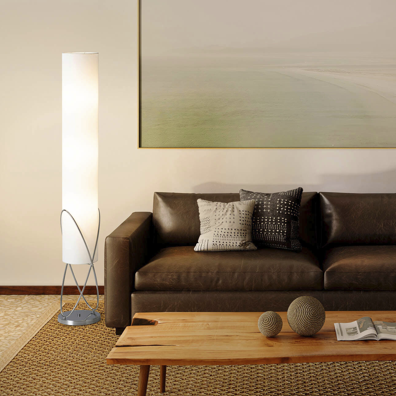 Internal 58 inch 40.00 watt Polished Chrome and Chrome Floor Lamp Portable Light