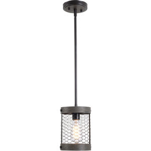 Cozy 1 Light 8 inch Wood And Oil Rubbed Bronze Mini Pendant Ceiling Light