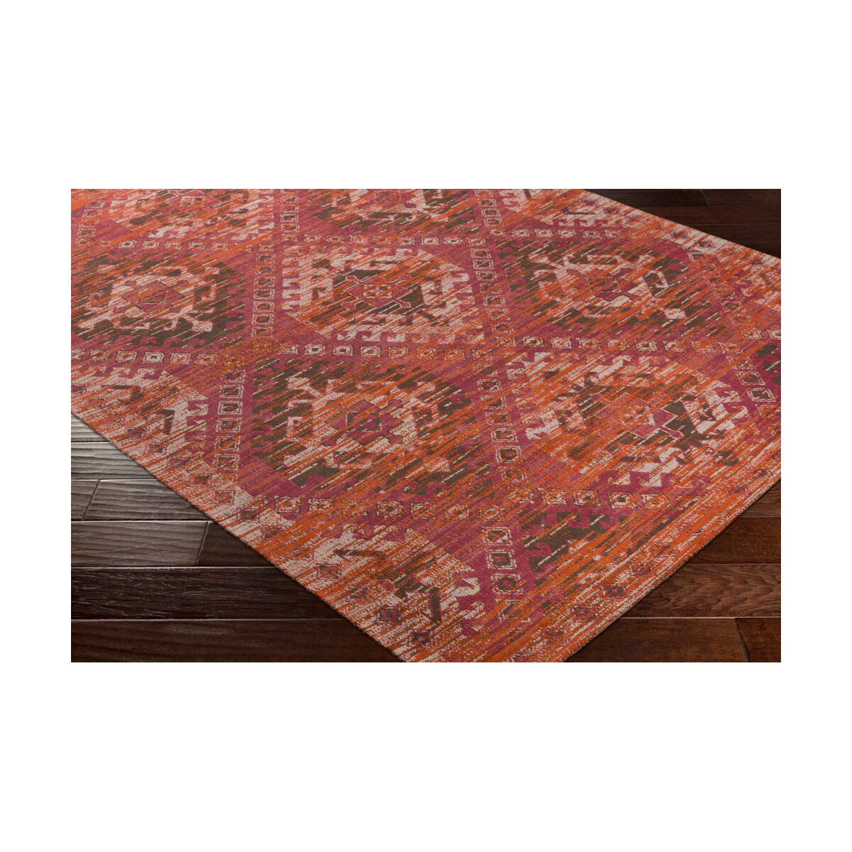 Amsterdam 36 X 24 inch Red and Orange Area Rug, Cotton