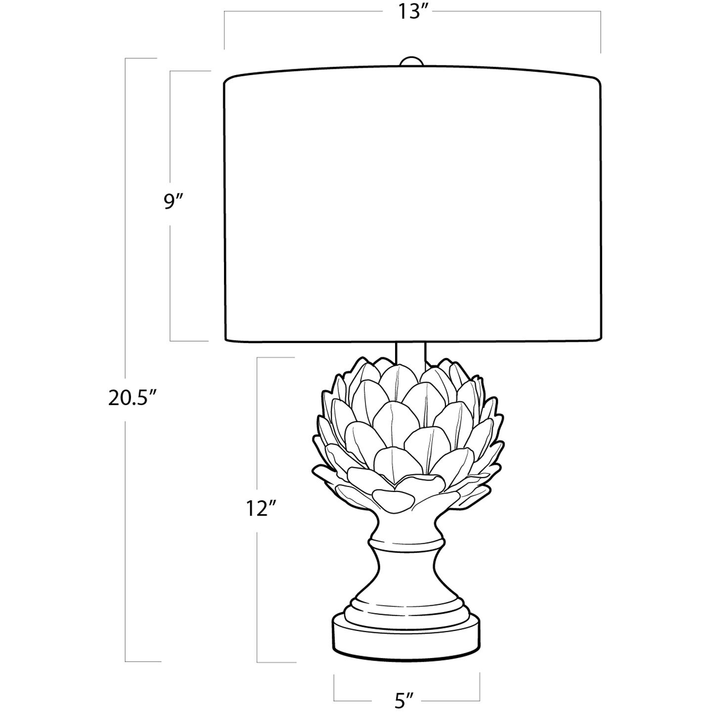Leafy Artichoke 20.5 inch 100.00 watt White Table Lamp Portable Light