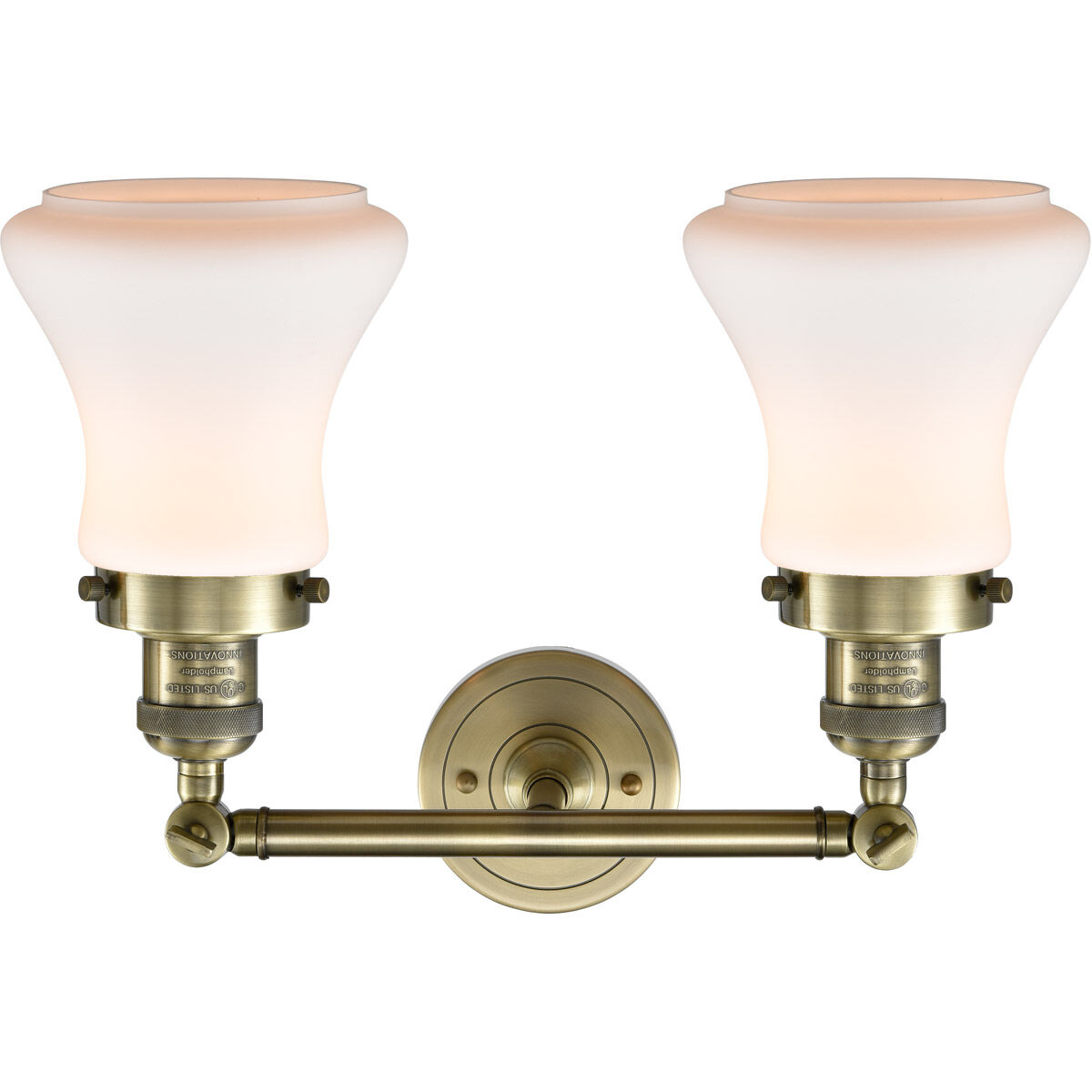 Franklin Restoration Bellmont LED 17 inch Antique Brass Bath Vanity Light Wall Light in Matte White Glass, Franklin Restoration