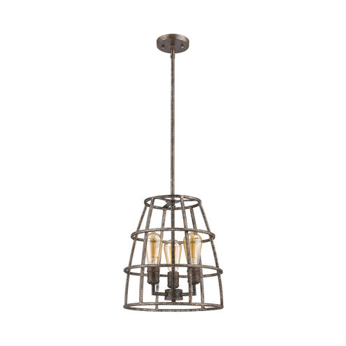 Rebarre 3 Light 13 inch Antique Silver Pendant Ceiling Light