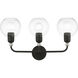 Downtown 3 Light 24 inch Black with Brushed Nickel Accents Vanity Sconce Wall Light, Sphere