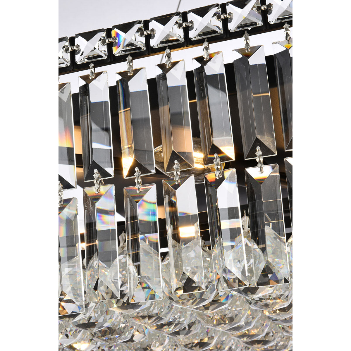 Maxime 16 Light 32 inch Black and Clear Linear Chandelier Ceiling Light in Royal Cut