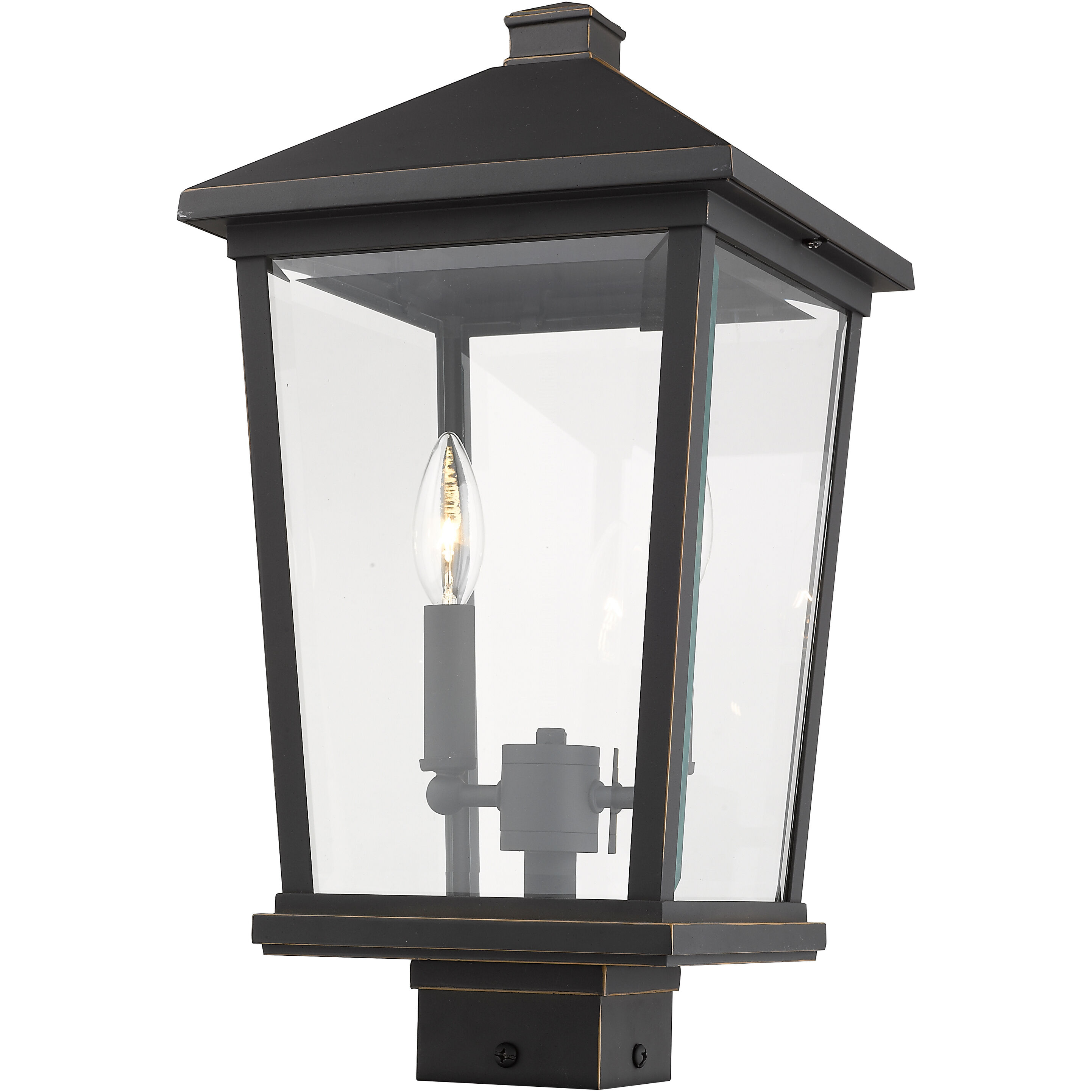 Beacon 2 Light 19.5 inch Oil Rubbed Bronze Outdoor Post Mount Fixture in 8