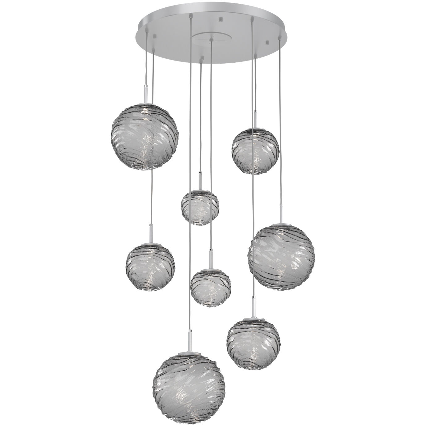 Gaia LED 30 inch Classic Silver Multi-Pendant Ceiling Light in 3000K LED, Smoke