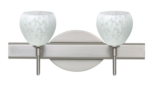 Tay Tay 2 Light 15 inch Satin Nickel Vanity Lighting Wall Light in Halogen, Carrera Glass