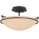 Plain 2 Light 14.5 inch Black Semi-Flush Ceiling Light in Sand, Small