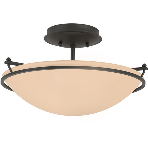 Plain 2 Light 14.5 inch Black Semi-Flush Ceiling Light in Sand, Small