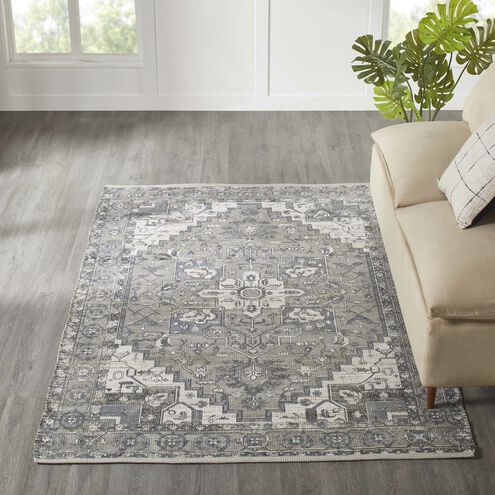 Pongola 87 X 63 inch Natural and Teal Indoor Rug, 5’3" x 7’3" ft
