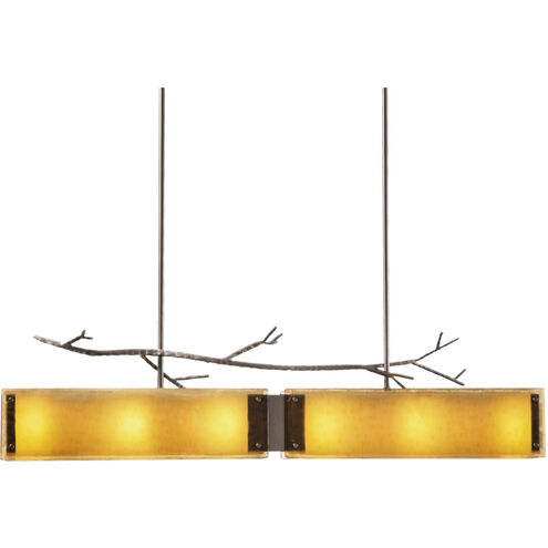 Ironwood 6 Light 44.4 inch Novel Brass Linear Pendant Ceiling Light in E26 Incandescent, Ivory Wisp