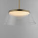 Jensen LED 18 inch Satin Brass Single Pendant Ceiling Light in Clear Ribbed