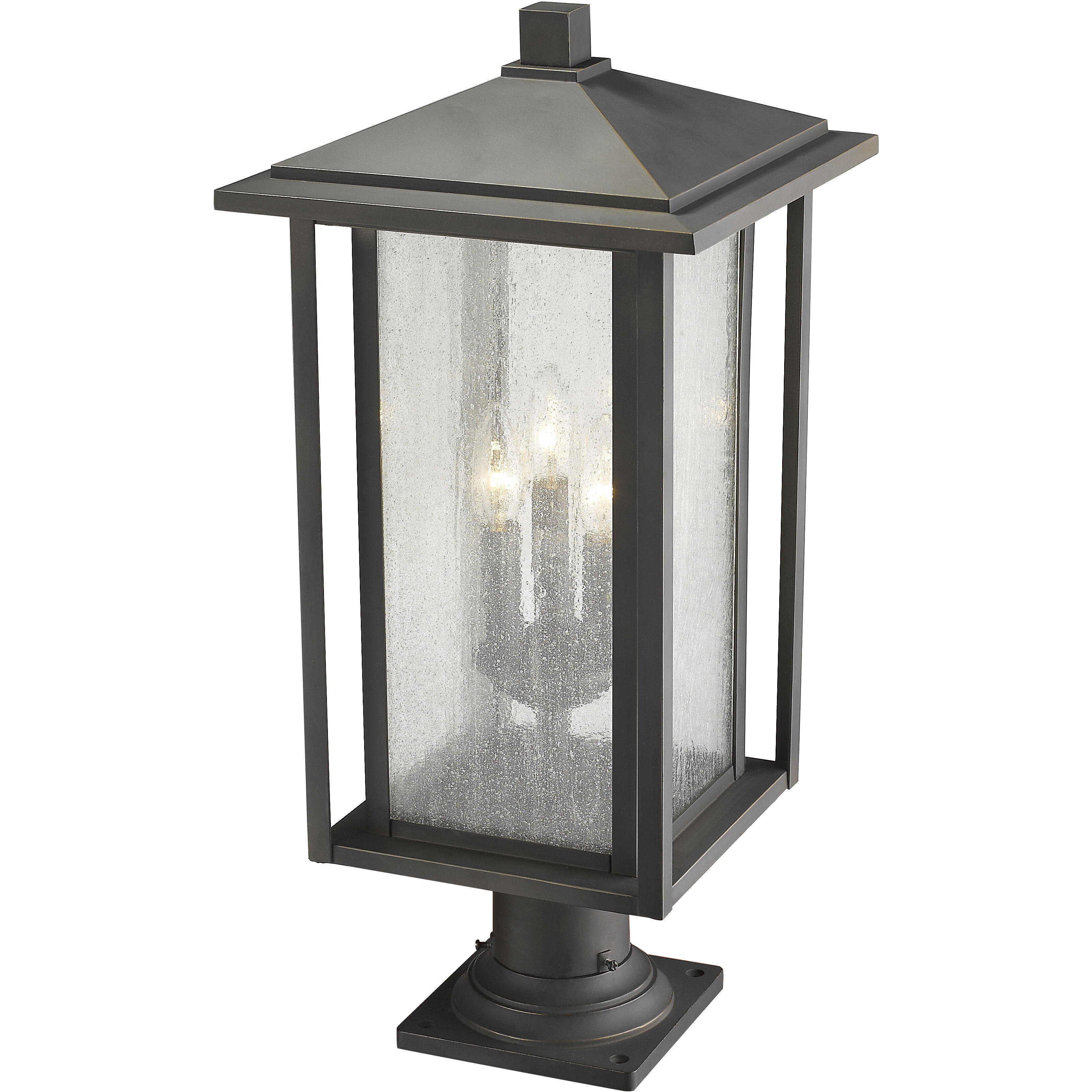 Aspen 3 Light 24.5 inch Oil Rubbed Bronze Outdoor Pier Mounted Fixture