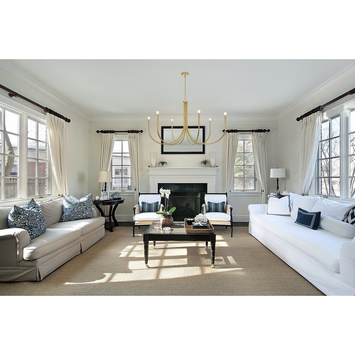 Layne 6 Light 55 inch Brass Chandelier Ceiling Light