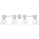 Downtown Urban Lawton Cone 4 Light 34 inch Satin Nickel Bath Vanity Light Wall Light in Clear