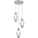 Aalto Mandrel LED Metallic Beige Silver Multi Pendant Chandelier Ceiling Light in 3000K LED, Optic Rib Clear