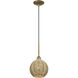 Summervine 1 Light 8 inch Antique Gold Leaf Pendant Ceiling Light, Mini Globe
