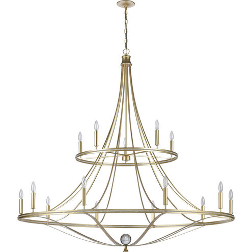 Noura 15 Light 60 inch Champagne Gold and Clear Chandelier Ceiling Light