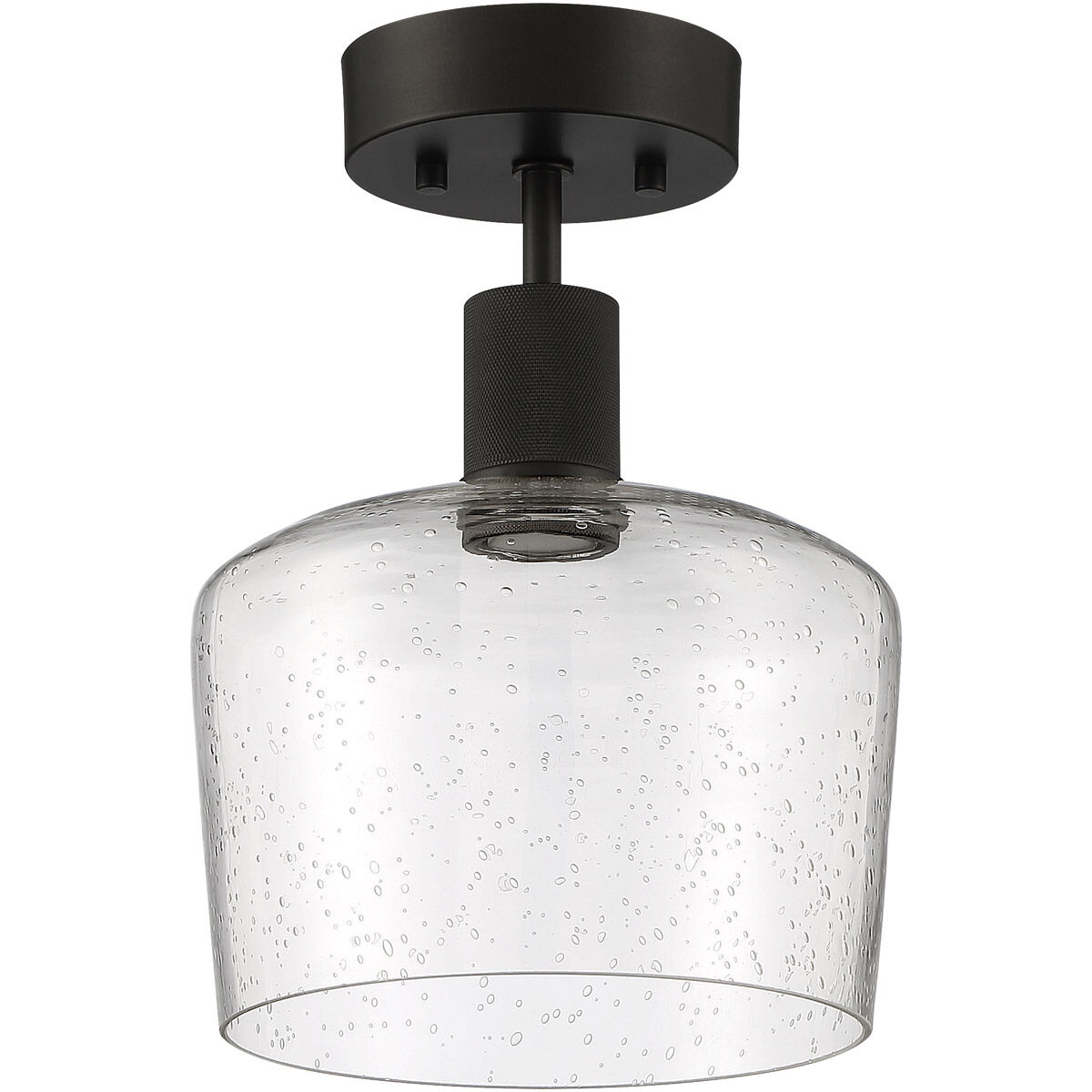 Port Nine LED 9 inch Matte Black Semi-Flush Ceiling Light in Seeded