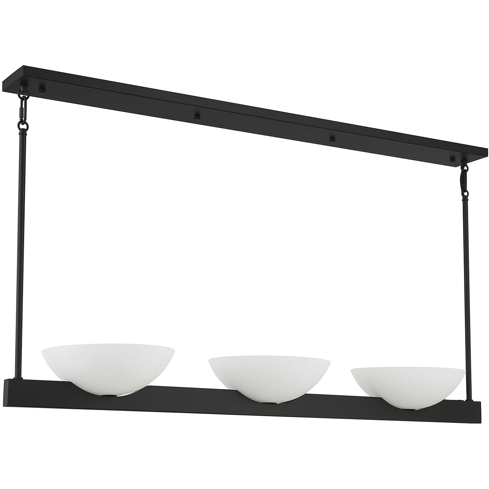 Fallon 3 Light 45 inch Matte Black Linear Chandelier Ceiling Light, Essentials