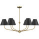 Xavier 6 Light 40 inch Vibrant Gold Chandelier Ceiling Light in Vibrant Gold and Matte Black