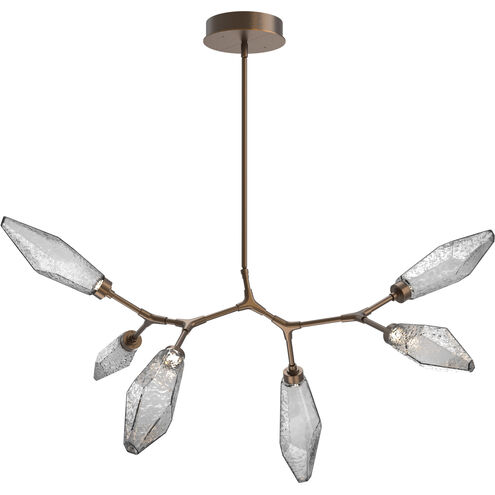 Rock Crystal LED 43.6 inch Flat Bronze Linear Pendant Ceiling Light in Chilled Smoke, 2700K LED, Modern Branch