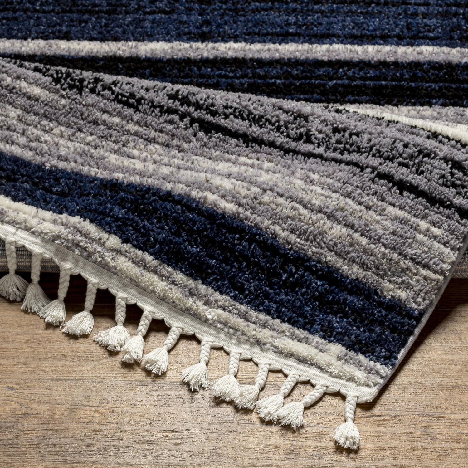 Casablanca Shag 108 X 79 inch Black Rug, Rectangle