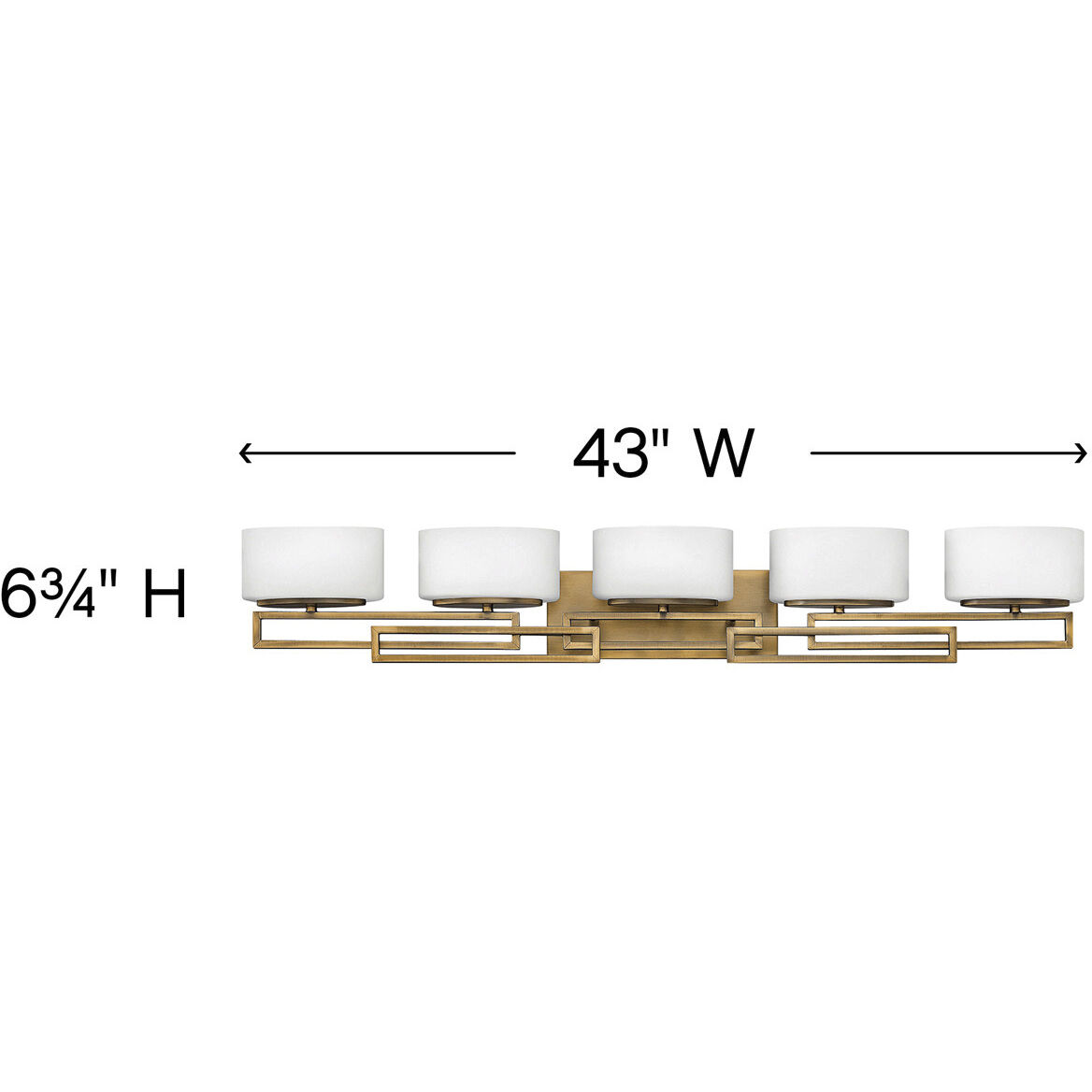 Lanza 5 Light 43 inch Brushed Bronze Vanity Light Wall Light