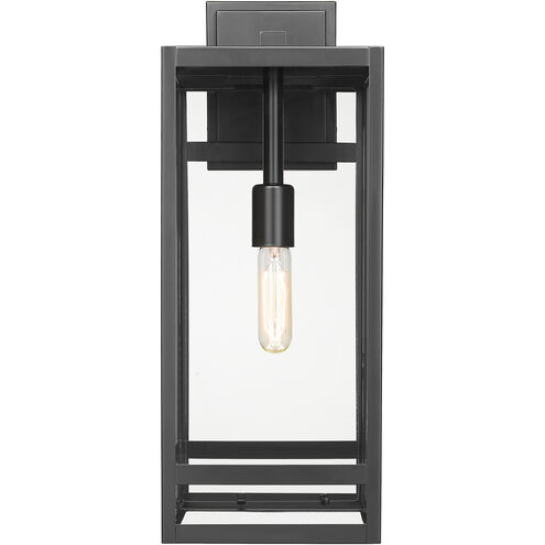 Nuri 1 Light 21.25 inch Black Outdoor Wall Light