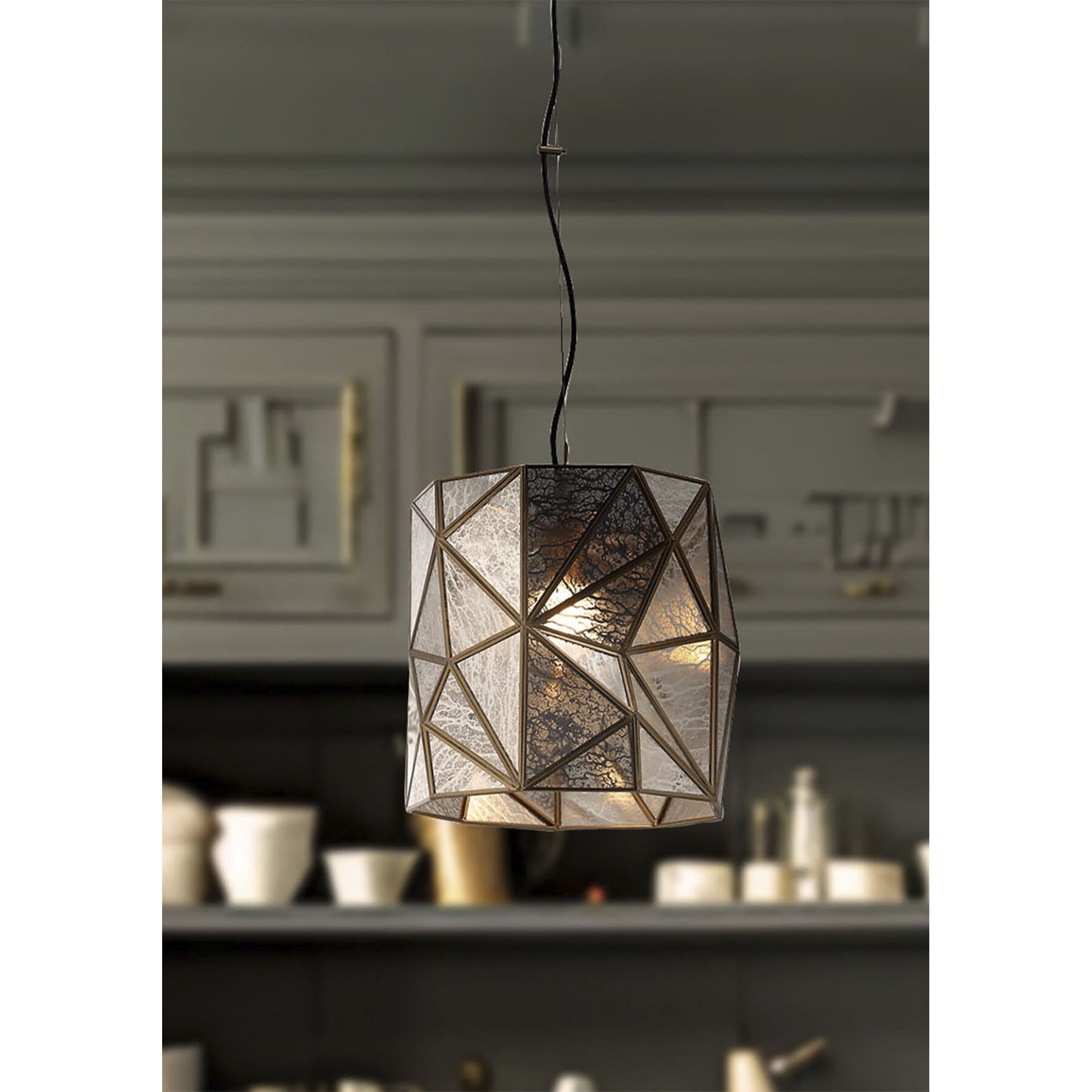 Geo-Gem 1 Light 13.2 inch Brass Antique Mini Pendant Ceiling Light