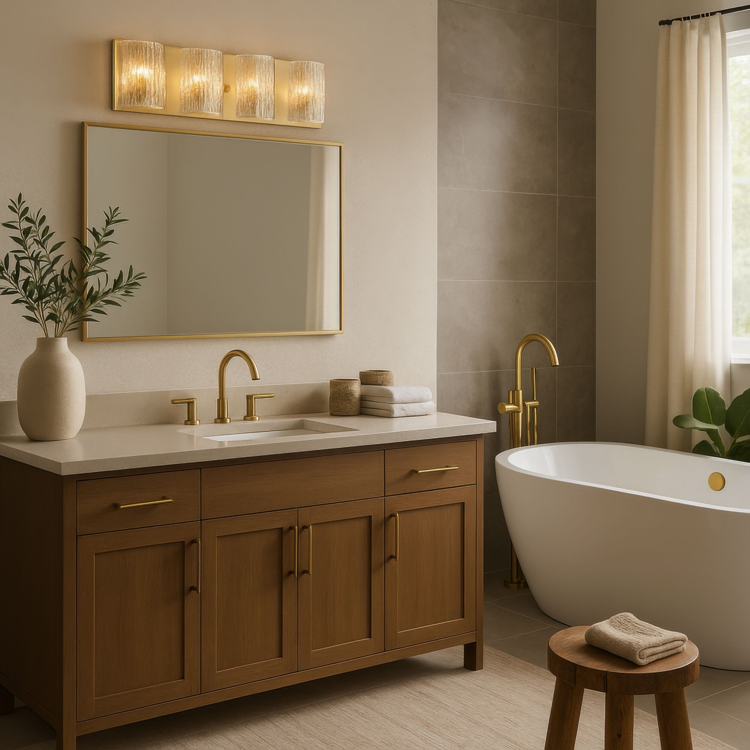 Morgan 4 Light 31 inch Satin Brass Bath Vanity Light Wall Light