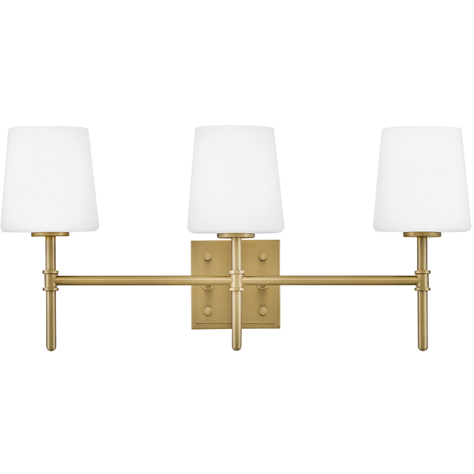 Saunders 3 Light 23 inch Lacquered Brass Bath Light Wall Light