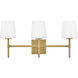 Saunders 3 Light 23 inch Lacquered Brass Bath Light Wall Light