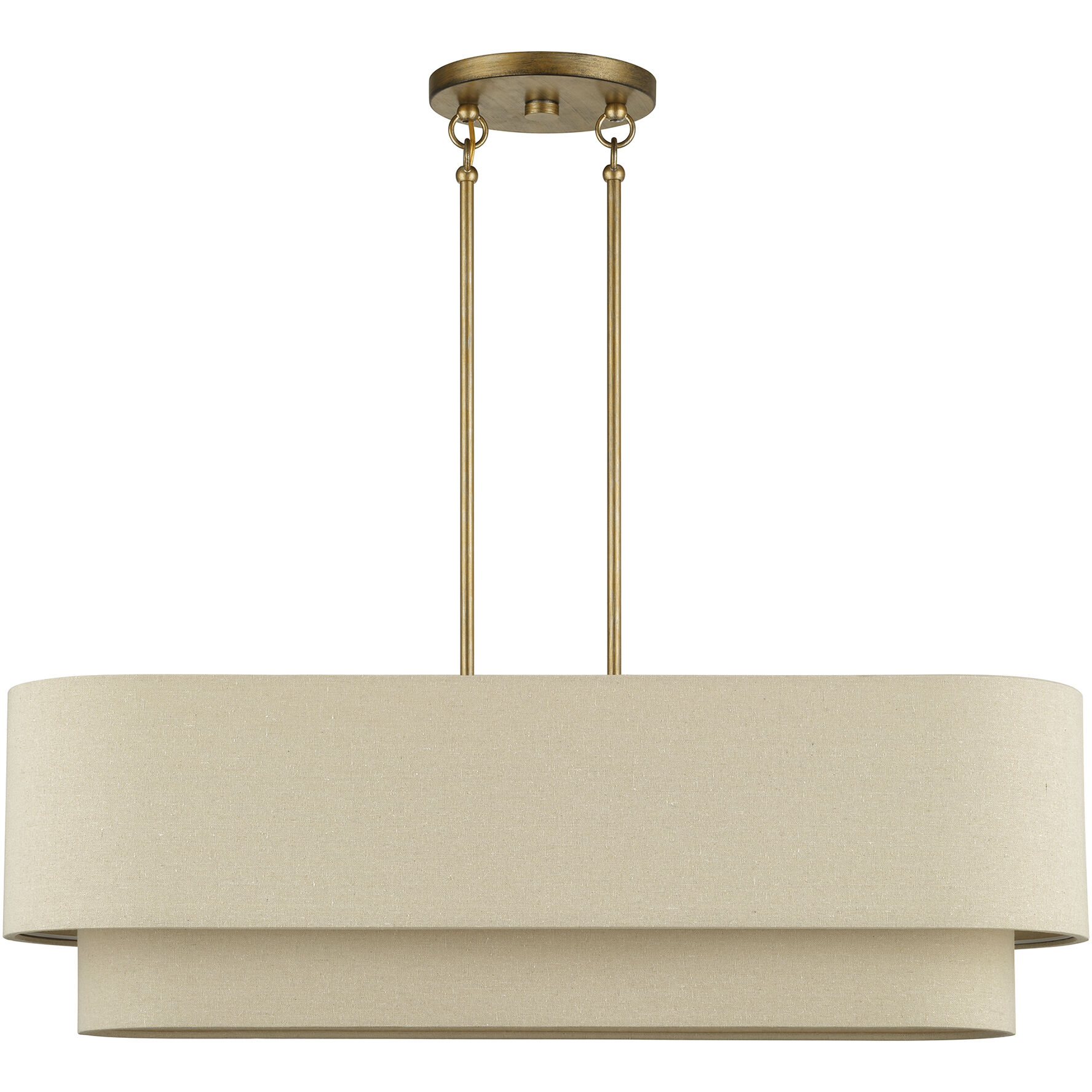 Bellingham 4 Light 36 inch Antique Gold Leaf Linear Chandelier Ceiling Light, Large