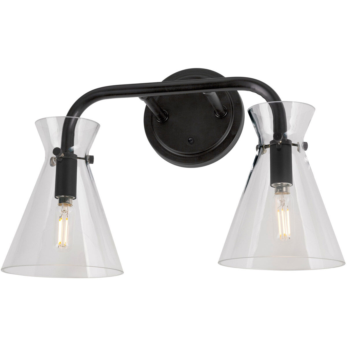 Beaker 2 Light 16 inch Black Vanity Light Wall Light