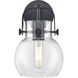 Pilaster II Sphere Sconce Wall Light in Matte Black, Seedy Glass