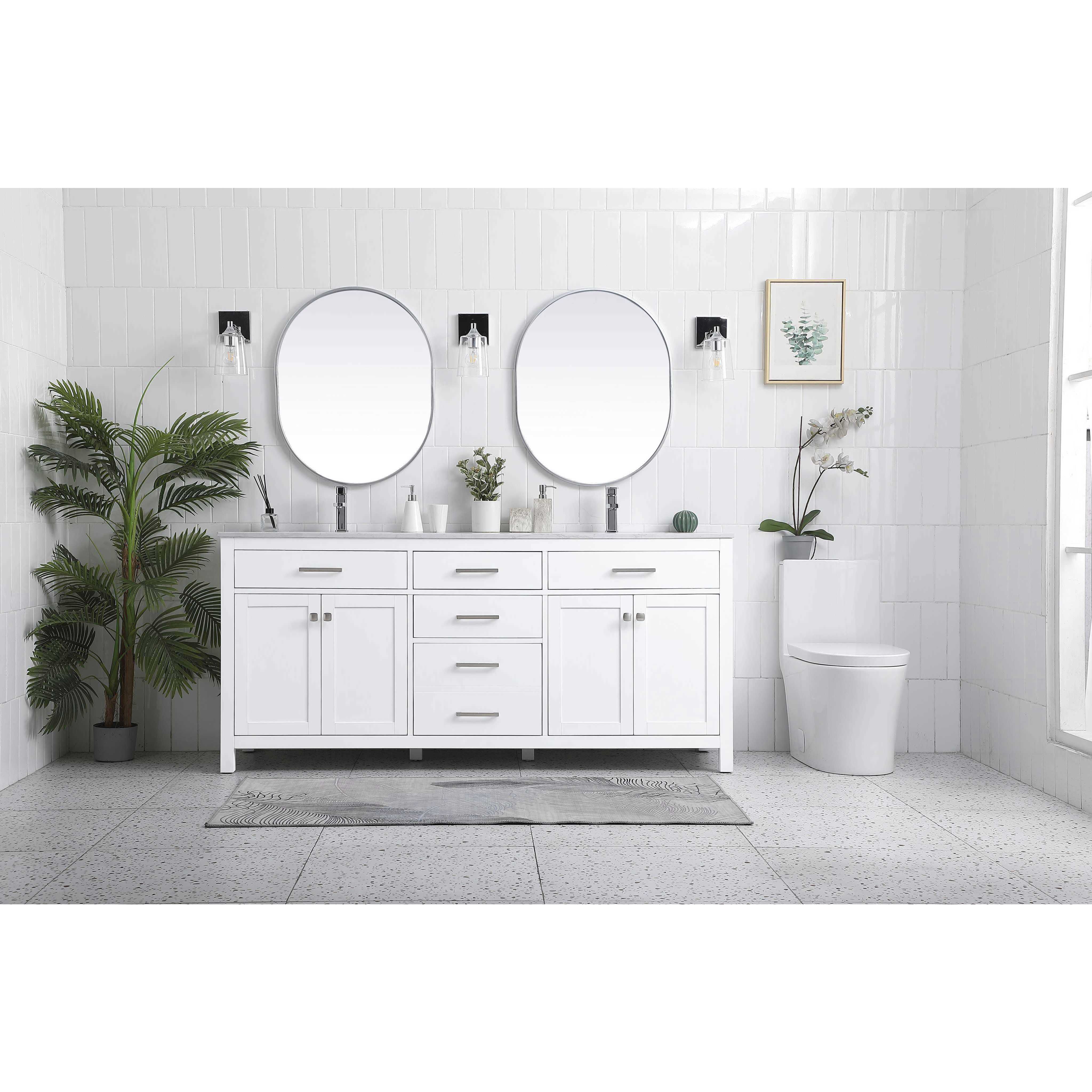Lewis 72 X 22 X 34 inch White Vanity Sink Set