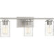 Transitional 3 Light 24 inch Brushed Nickel Bathroom Vanity Light Wall Light