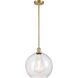 Ballston Athens 1 Light 12 inch Satin Gold Mini Pendant Ceiling Light in Seedy Glass