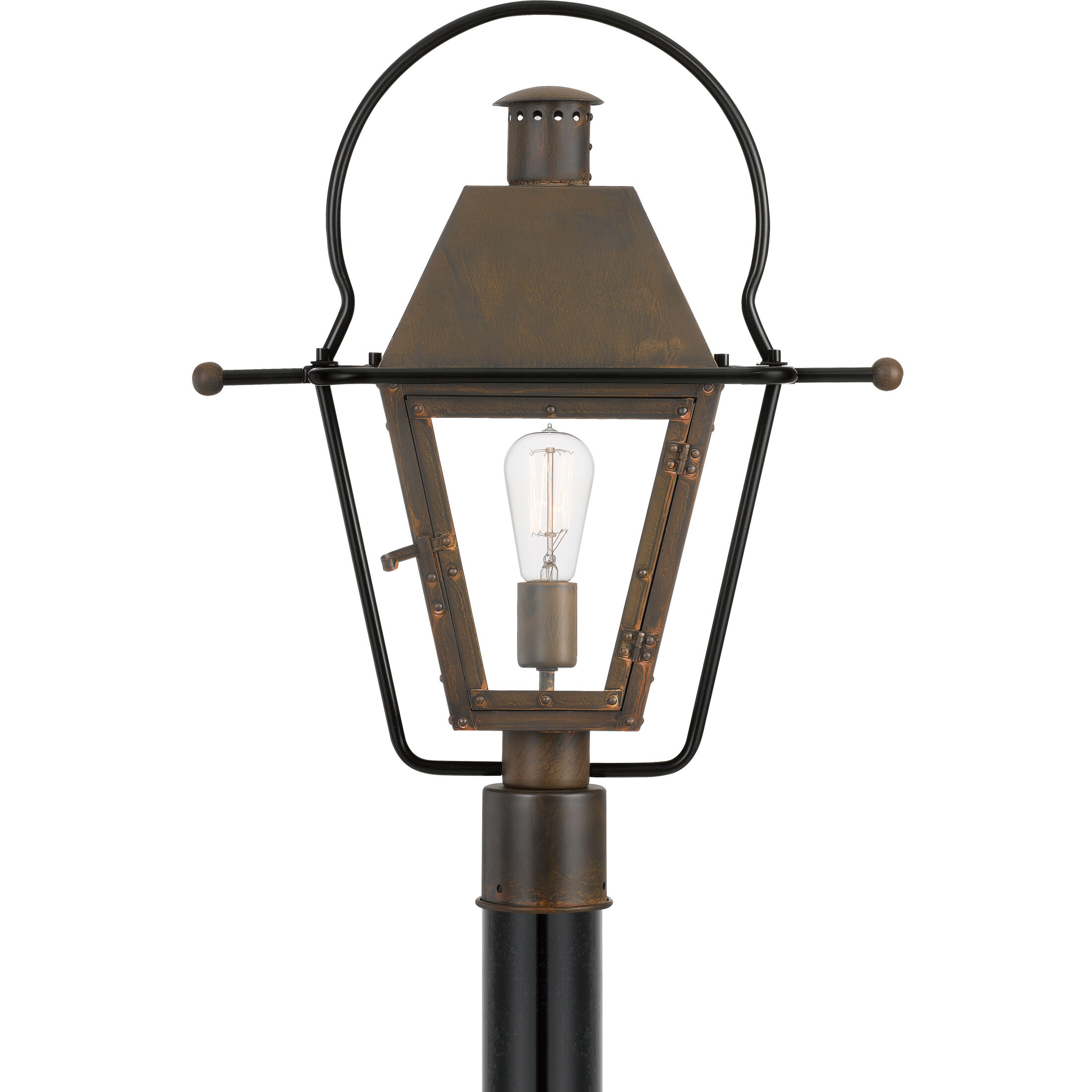 Rue De Royal 1 Light 23 inch Industrial Bronze Outdoor Post Lantern
