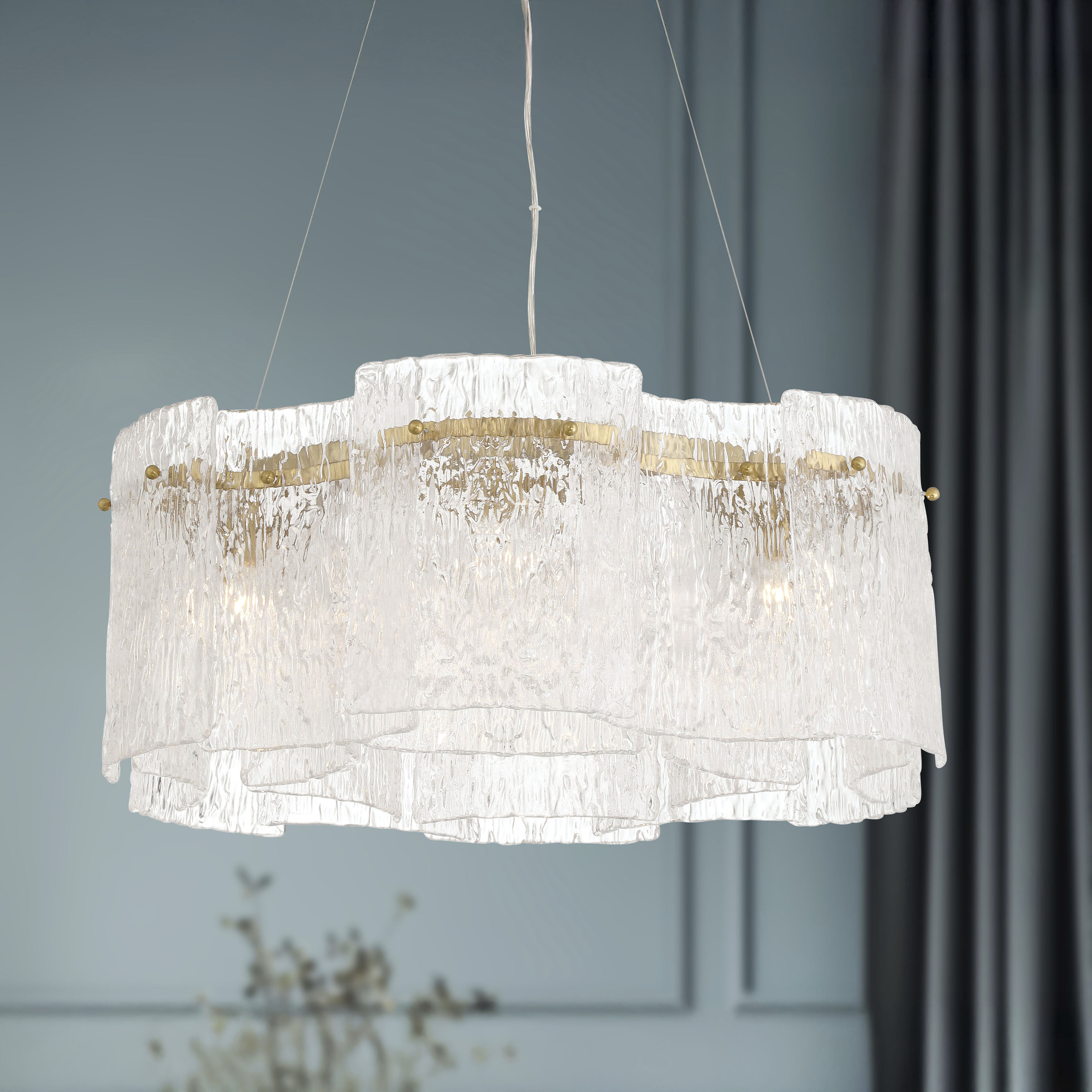 Brookstreet 6 Light 29.5 inch Legacy Brass Pendant Ceiling Light in Clear Handmade Glass