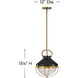 Crew 1 Light 12 inch Heritage Brass with Black Indoor Pendant Ceiling Light