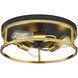 Canada 3 Light 16 inch Black and Gold Flush Mount Ceiling Light